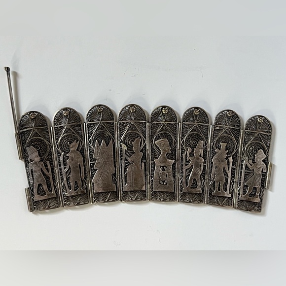 Vintage Egyptian Sterling Silver filigree bracelet - Picture 6 of 9